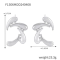 Pendientes geométricos plateados abstractos con textura fluida y diseño metálico - F1306-Forma aerodinámica / Color Acero