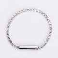 Bracciale tennis lucido in acciaio inossidabile argento con charm quadrato magnetico e strass - Stile Magnetico Con Diamanti Completi / Argento
