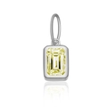 S925 sterling silver necklace with a rectangular yellow cubic zirconia gemstone pendant - Platinum-August