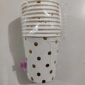 Disposable white paper cups with gold polka dot pattern in transparent packaging - Paper Cup