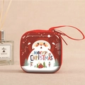 Square red Christmas coin purse with Santa Claus illustration and festive zipper strap - Square Christmas 4