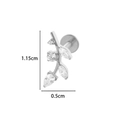 Titanium leaf-shaped cartilage stud with clear zircons, size 1.15cm by 0.5cm - 8# Silver (Branch)