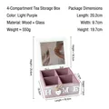 Light purple wooden 4-grid jewelry box with glass lid and white HOME letters - 4 Grids / Light Purple