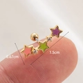 Orecchini a perno in oro con stelle in smalto colorato e strass sulla punta del dito - Stile Oro con Tripla Stella Rosa Verde Viola (1# Oro)