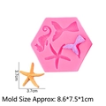 Pink silicone ocean theme mold with seahorse, starfish and fish tail shapes - 4#--Seahorse Mermaid Tail--Pink
