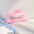 Matte soft pink rectangular hair claw clip for elegant Korean style hair styling - 12.5CM / Crystal Pink