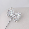 Bowtie brooch with iridescent rhinestones on a silver pin for DIY jewelry making - Colorful AB (Iridescent)