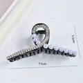 Elegant 11cm black hair claw clip with faux pearls and rhinestones for women - 5# Black Pearl Rhinestone Hair Claw