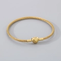 Bracciale a cavo intrecciato dorato da 3mm con chiusura a cuore lucida ed elegante - Nuvola di Buon Auspicio / Lucchetto Ruyi - Tutto Oro