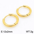 Classic 12x2mm 18K gold plated stainless steel hoop earrings with polished finish - 12*2mm Gold Ke113166-zz / A Pair Of [inner Diameters]