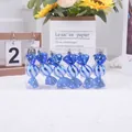 Set di 6 decorazioni natalizie a forma di caramella blu e bianche glitterate in scatola - 6 pezzi/10cm Caramella Piccola / Blu