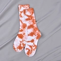 Calcetines de algodón de media caña con un diseño tie-dye en colores naranja y blanco puro - Rojo Anaranjado