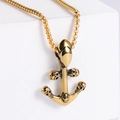 Collana ancora retrò in acciaio inossidabile dorato con ciondoli a teschio stile punk - Colore Oro (Senza Catena)