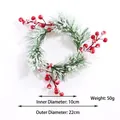 Ghirlanda natalizia con aghi di pino innevati e bacche rosse, diametro interno 10cm - DI 10cm/DE 22cm / Stile Bacche Rosse