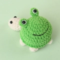 Handmade knitted green frog turtle crochet charm keychain with soft wool texture - Frog Costume Little Turtle