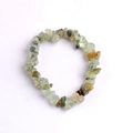 Handmade elastic bracelet with natural light green prehnite stone chips and crystals - Prehnite