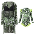Detail der Marmordruck Eltern-Kind-Bademode mit transparentem Strandkleid und Rüschen - Einheitsgröße (Cover-up) / Wasserwelle / Nur Cover-up