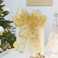 Sparkling large champagne gold sequined bow for Christmas tree topper decoration - Gold