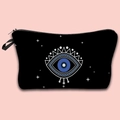 Waterproof Evil Eye travel makeup bag with blue eye pattern and star details - 63-Black Blue Evil Eye Stars