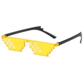Funny yellow pixelated Thug Life sunglasses with black temples for parties and cosplay - Small Frame Yellow Lens (Double Row)