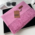 Elegant thick pinkish purple long fringed scarf with premium leather tag detail - 39# Rose Purple