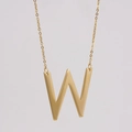 18K gold plated stainless steel necklace featuring a minimalist letter W pendant - Gold Letter W (With Chain)