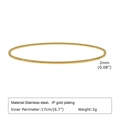 Detail showing 2mm gold beaded stainless steel bracelet with 17cm inner circumference - 2mm