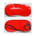 Red polyester blackout sleep mask with dual elastic straps in transparent packaging - Polyester Satin / Regular Style / Individual OPP Bag / Red