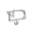 Irregular silver-colored open ring with hammered lava texture in minimalist design - Adjustable Open / Silver