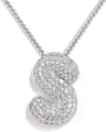 Silver 18K gold plated necklace with iced out zircon letter S bubble pendant - Letter S / Silver