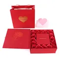 Red 16 roses book jewelry box with heart gift bag and Everlasting Love card - 16 Roses Gift Box Set / Red