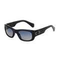 Mode kleine eckige Sonnenbrille für Herren mit schwarzem Rahmen und Verlaufsgläsern - Glänzend Schwarz Gold Rahmen Grün Gelb Linsen