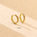 10mm gold-plated huggie hoop earrings featuring three rows of pavé set cubic zirconia - Golden (10mm)