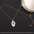 Gold-plated titanium steel Hamsa necklace with white enamel evil eye pendant - Style 1 (A1202)
