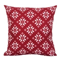 Red Christmas pillow cover featuring white snowflake patterns for holiday sofa decor - TQR73-8 Red White Snowflakes Geometric