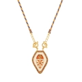 Ethnic heart shield pendant necklace with white enamel and blue woven rope - Orange Necklace