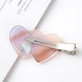Macro view of double heart hair clip with purple and orange gradient resin finish - 24# Pink Orange Purple Gradient Double Heart / 6cm