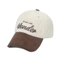 Retro color-block corduroy baseball cap with 'BE WILD AND Wonder' embroidery - Coffee