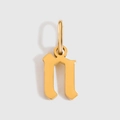 Gothic style letter n pendant in polished gold finish with sturdy round bail hook - Letter N / Gold