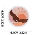 Detailed close-up of a sun and mountain embroidered patch measuring 6.4 cm in diameter - Sunset Glow Mountains (W3HD-135-03)