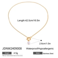Détail du collier plaqué or 18k avec pendentif perle, dimensions et design du fermoir OT - Perle Artificielle Baroque Fermoir OT (JDNW2409008)