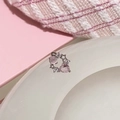 Y2K silver ear stud featuring pink heart stone and star zircon accents on a white bowl - Pink Zircon Star