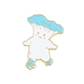 Épingle en émail avec figurine blanche, cheveux nuage bleu et bordure métallique dorée - Champignon à Chapeau Nuage Bleu