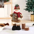 Stehender Weihnachts-Schneemann-Plüsch mit rotem Schal und Karomuster für die Deko - Schneeflocke Teleskop Schneemann