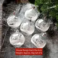 Christmas transparent balls with white house scene, set of 6 ornaments 6cm diameter - House Style / 6CM Transparent Painted 6pcs