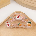 Transparent Christmas hair claw clip with festive snowman and candy cane patterns - Christmas Mix