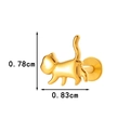 Golden cat-shaped titanium labret stud earring with 0.83cm width and 0.78cm height - Gold Cat Style (T2524-6#金)