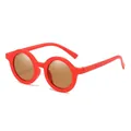 Classic round red kids sunglasses with brown lenses and matte finish for children - Frosted Bright Orange Frame Tea Lens