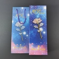 Detailed view of holographic artificial rose with gold stem, gift box and matching carry bag - Starry Sky Box + Handbag