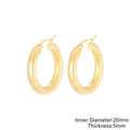 Goldene Edelstahl-Creolen mit 20 mm Innendurchmesser und 5 mm Dicke für Damen - Innendurchmesser: 20mm / Dicke: 5mm